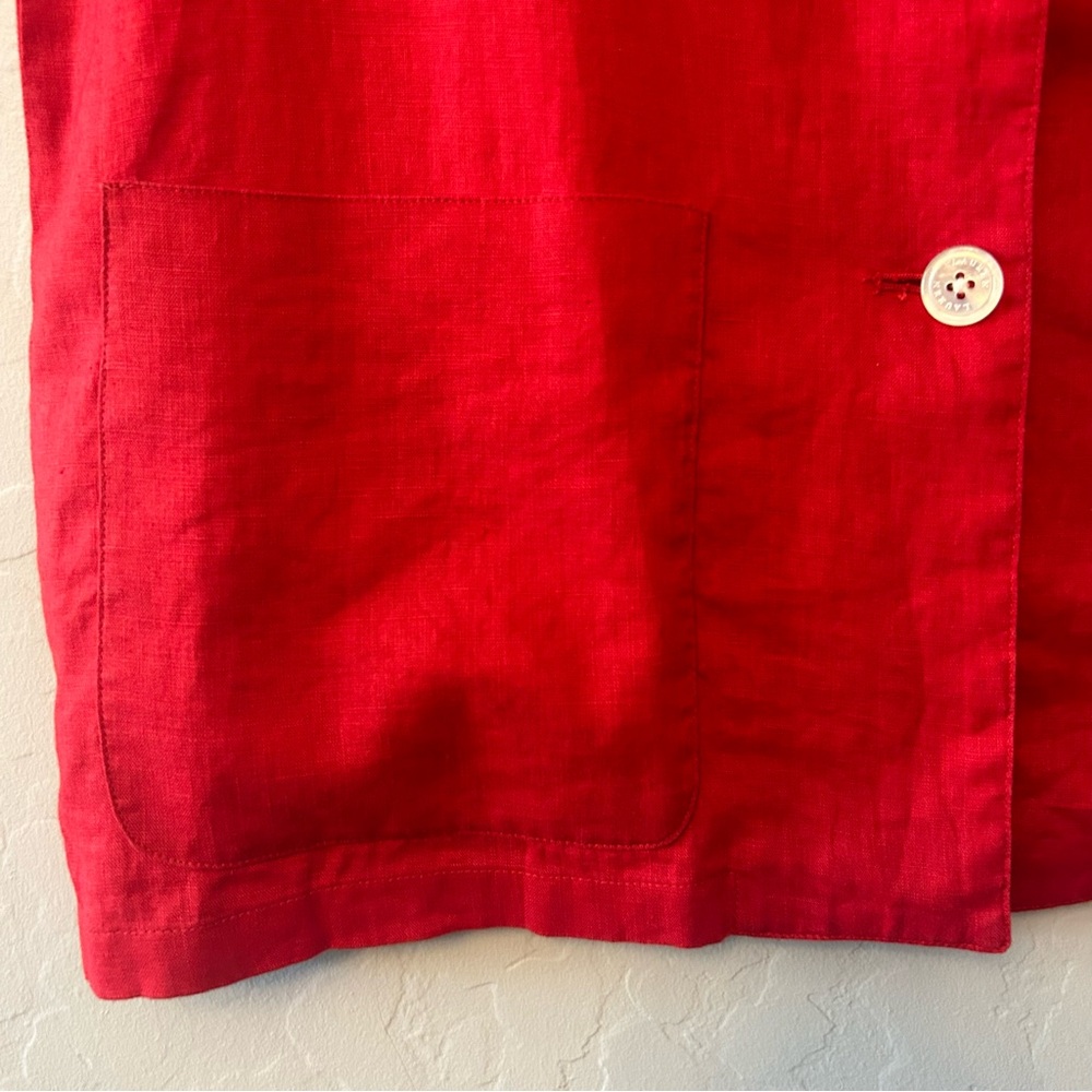 Lauren Ralph Lauren petite red linen long sleeve button down blouse size medium - Picture 16 of 16